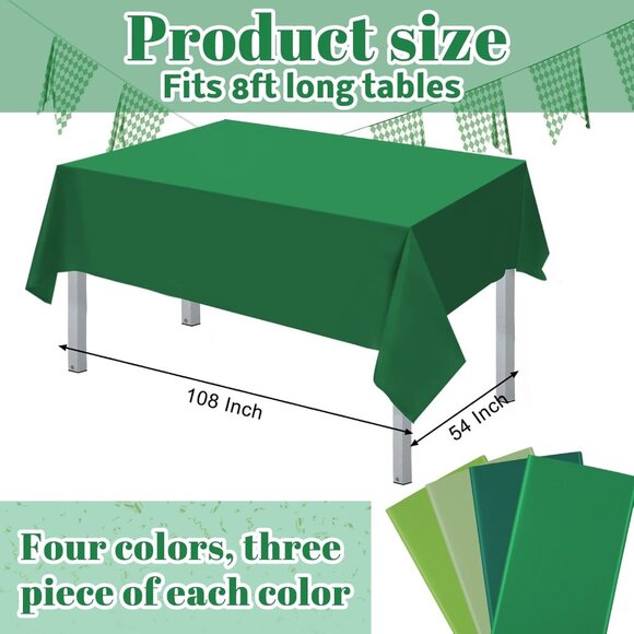Bright 12 Pcs Green Series Plastic Table Covers - Ideal for Celebrations - Picture 3 of 7